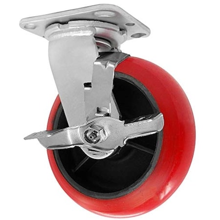 Casterhq Medium Duty 8"X 2" Crown Polyurethane ON Iron Wheel, Swivel Caster MD8X2SPIR3